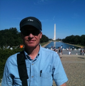 in front of the Lincoln monument in stone